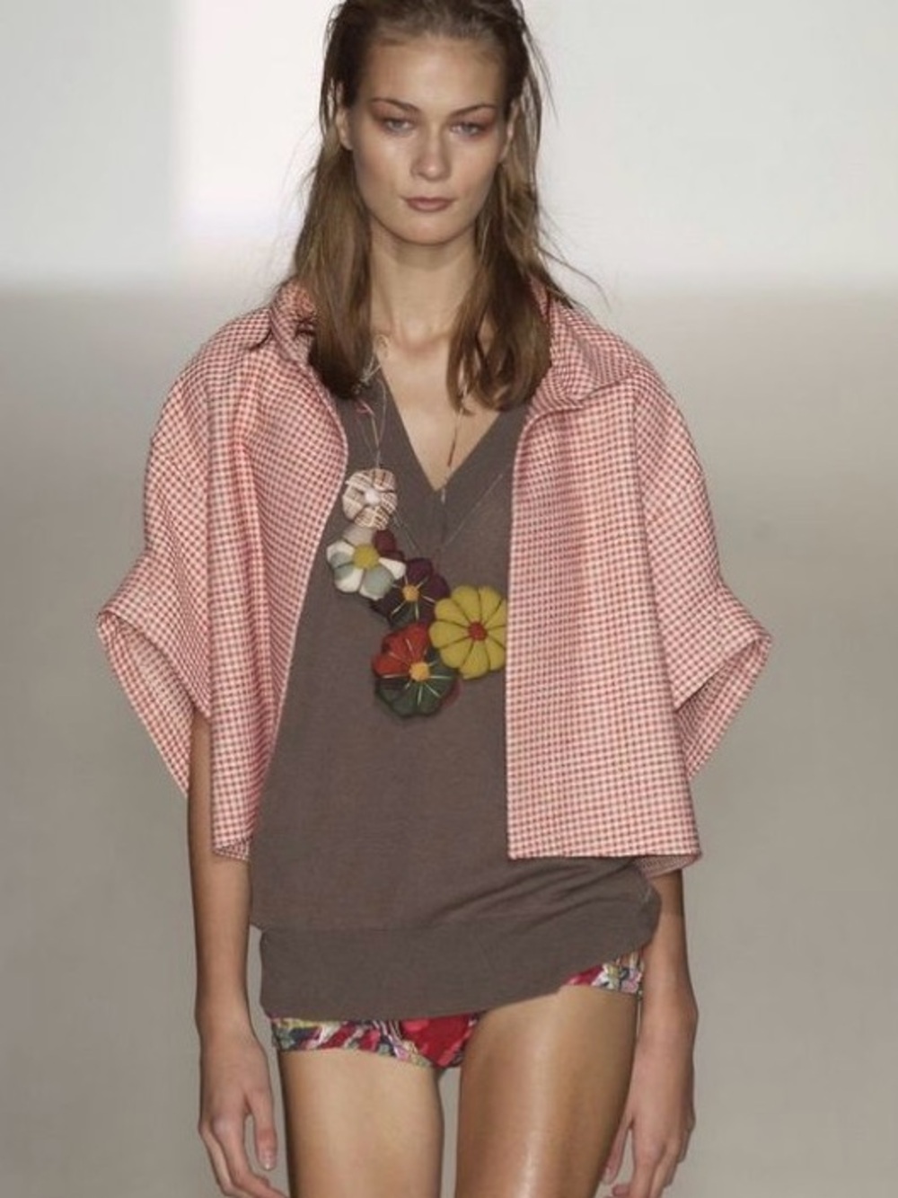 Marni Vintage Runway Gingham Cropped Boxy Blazer